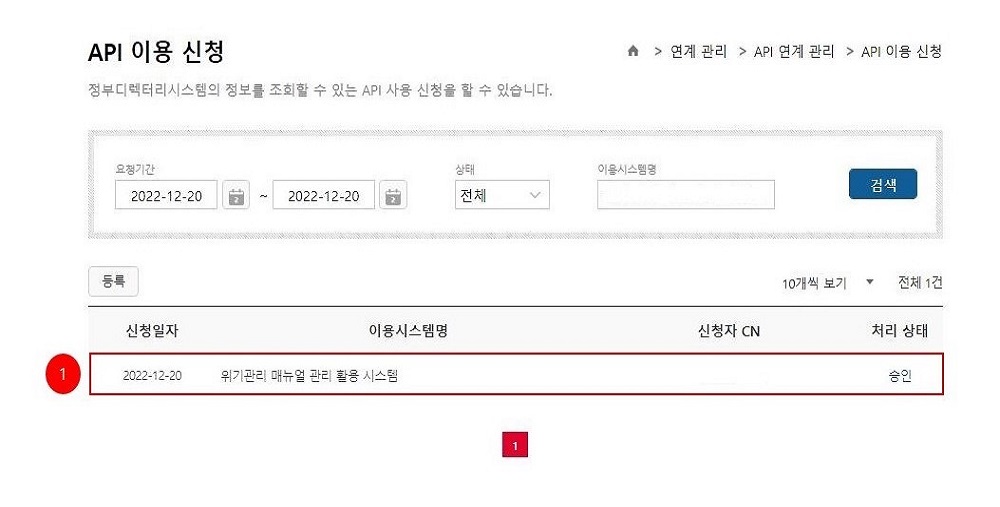 정부디렉터리 API 다운로드에 대한 안내1 - 자세한 안내는 아래에 상세기술